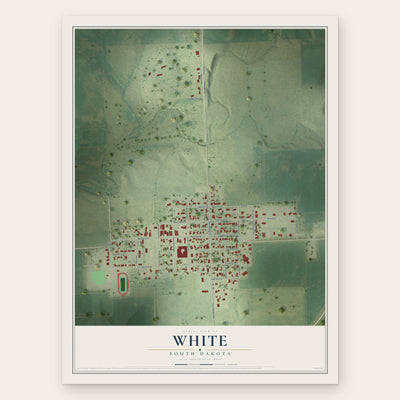 White, South Dakota map print, the full design