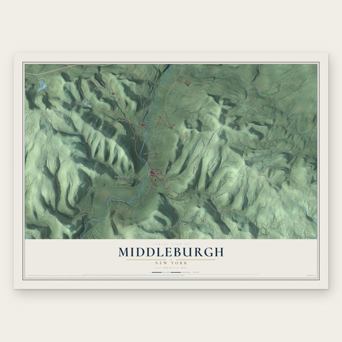 Middleburgh, New York map print, the full design