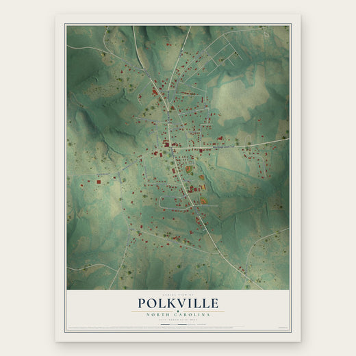 Polkville, North Carolina map print, the full design