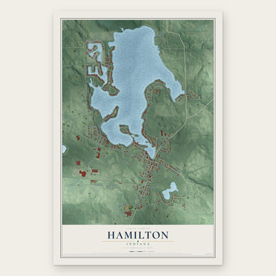 Hamilton, Indiana map print, the full design