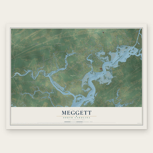 Meggett, South Carolina map print, the full design