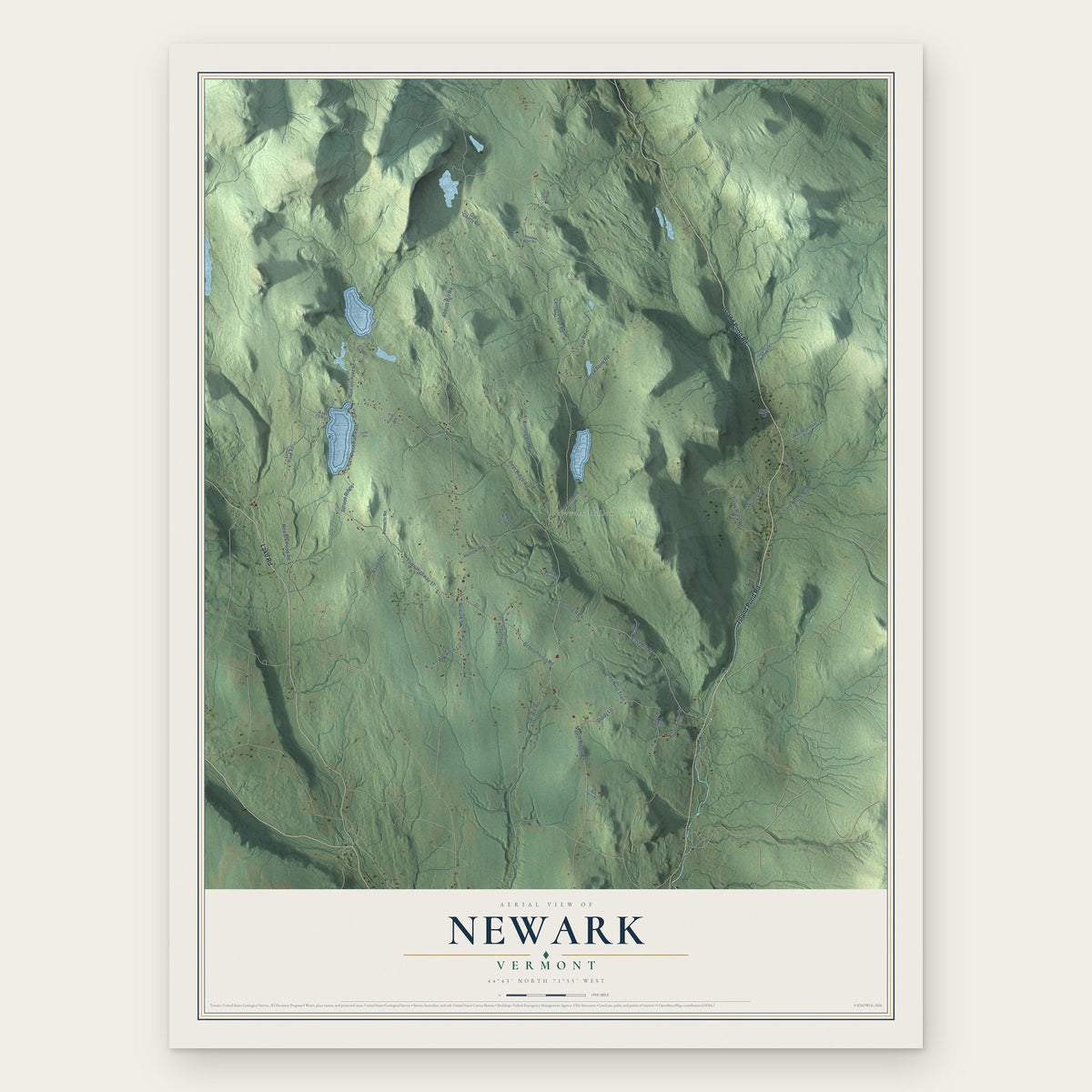 Newark, Vermont map print, the full design