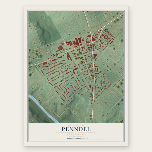 Penndel, Pennsylvania map print, the full design