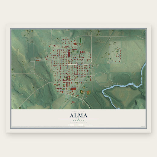 Alma, Kansas map print, the full design