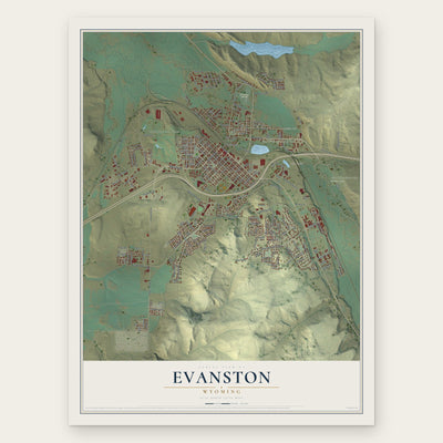 Evanston, Wyoming map print, the full design