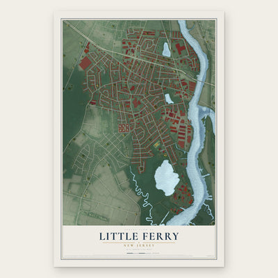 Little Ferry, New Jersey map print, the full design