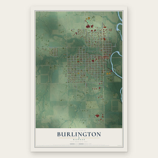 Burlington, Kansas map print, the full design