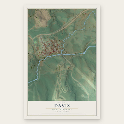 Davis, West Virginia map print, the full design