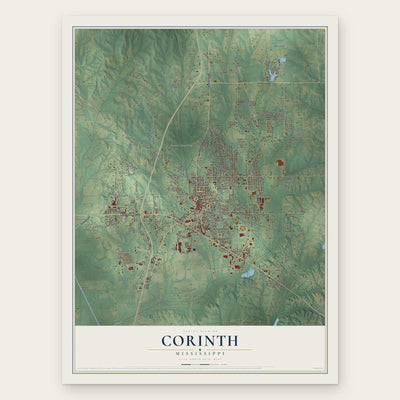 Corinth, Mississippi map print, the full design