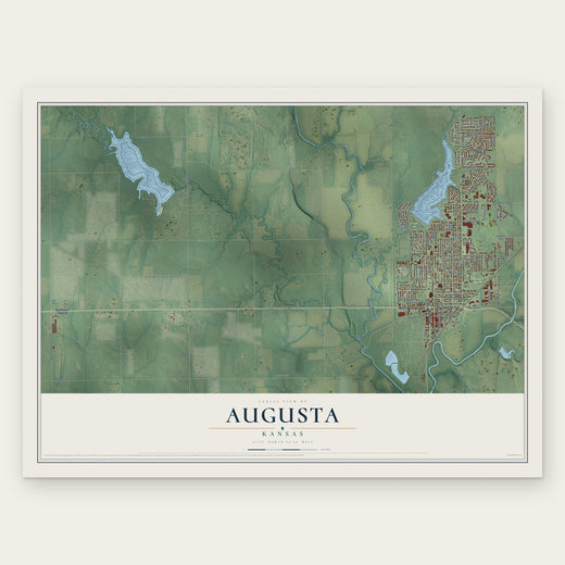 Augusta, Kansas map print, the full design