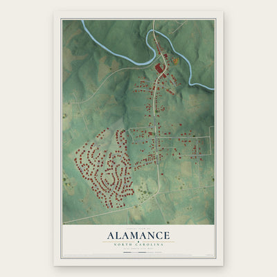 Alamance, North Carolina map print, the full design