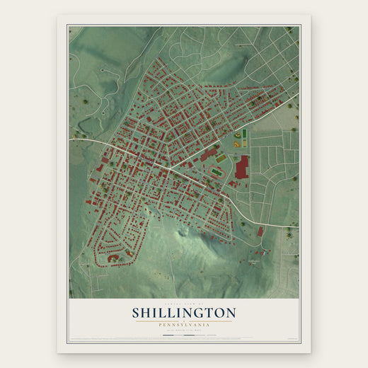 Shillington, Pennsylvania map print, the full design