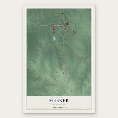 Meeker, Oklahoma map print, the full design