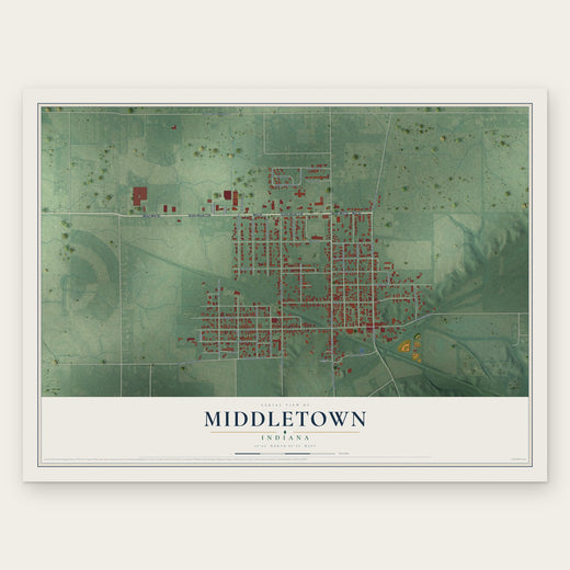 Middletown, Indiana map print, the full design