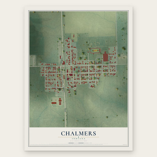 Chalmers, Indiana map print, the full design