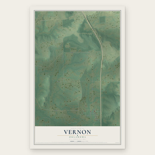 Vernon, Oklahoma map print, the full design