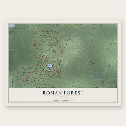 Roman Forest, Texas map print, the full design