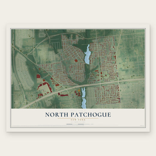 North Patchogue, New York map print, the full design