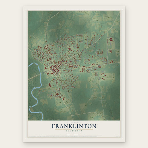 Franklinton, Louisiana map print, the full design
