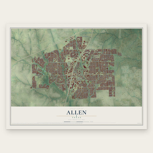 Allen, Texas map print, the full design