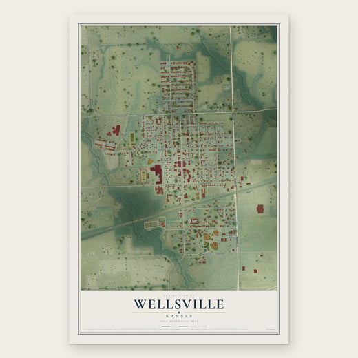 Wellsville, Kansas map print, the full design