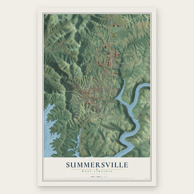 Summersville, West Virginia map print, the full design