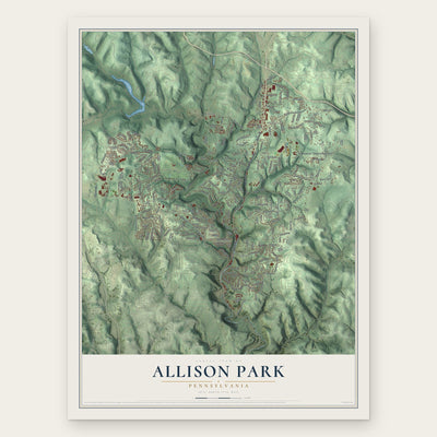 Allison Park, Pennsylvania map print, the full design