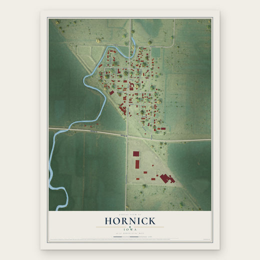 Hornick, Iowa map print, the full design