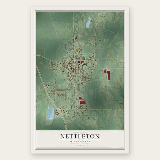 Nettleton, Mississippi map print, the full design