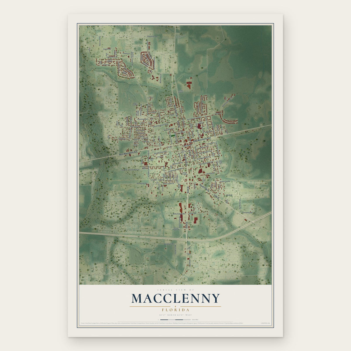 Macclenny, Florida map print, the full design