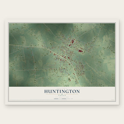 Huntington, Texas map print, the full design