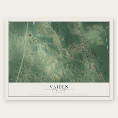 Vaiden, Mississippi map print, the full design