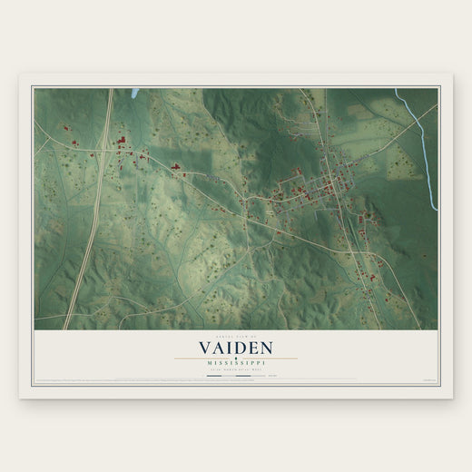 Vaiden, Mississippi map print, the full design