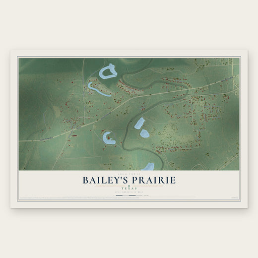 Bailey's Prairie, Texas map print, the full design