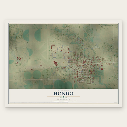 Hondo, Texas map print, the full design