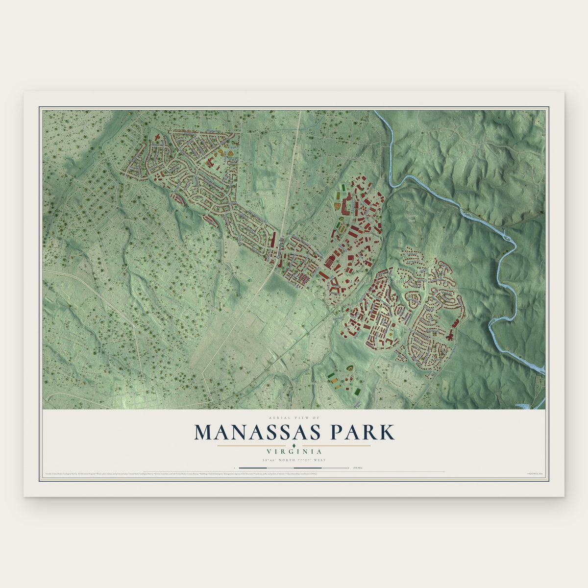 Manassas Park, Virginia map print, the full design