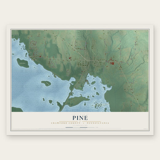 Pine, Crawford County, Pennsylvania map print, the full design