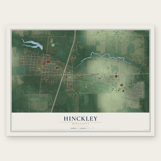 Hinckley, Minnesota map print, the full design