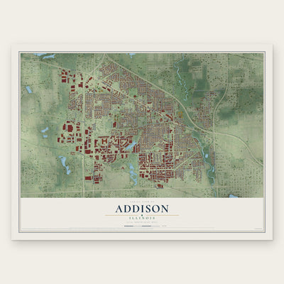 Addison, Illinois map print, the full design
