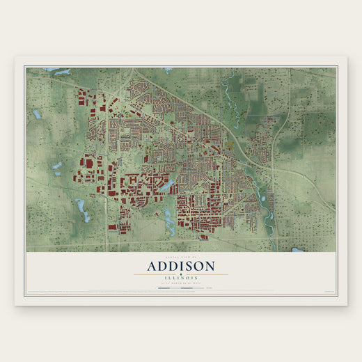 Addison, Illinois map print, the full design