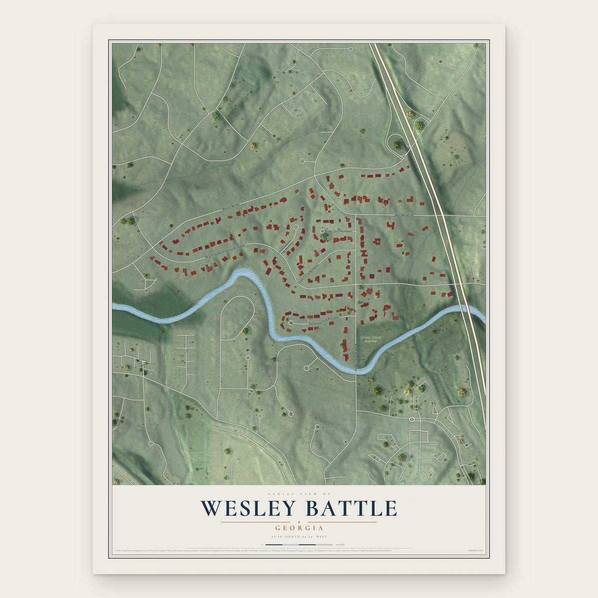 Wesley Battle, Georgia map print, the full design