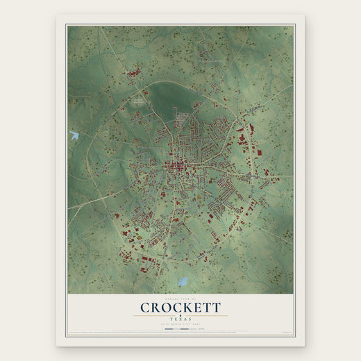 Crockett, Texas map print, the full design