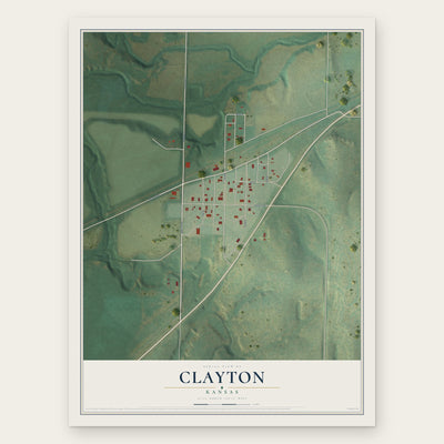 Clayton, Kansas map print, the full design