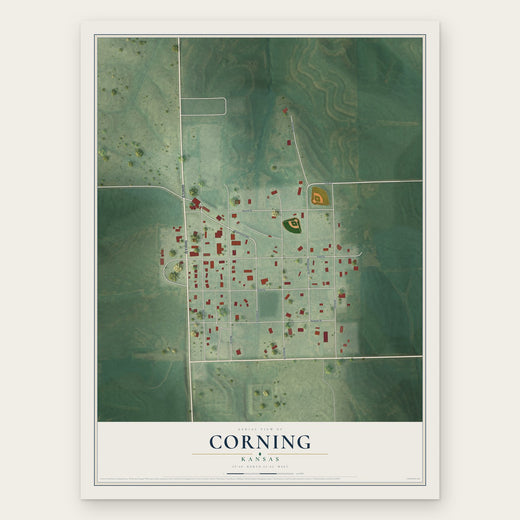 Corning, Kansas map print, the full design