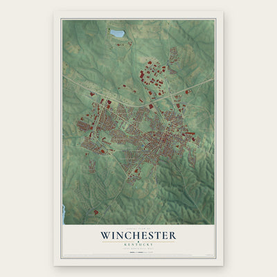 Winchester, Kentucky map print, the full design