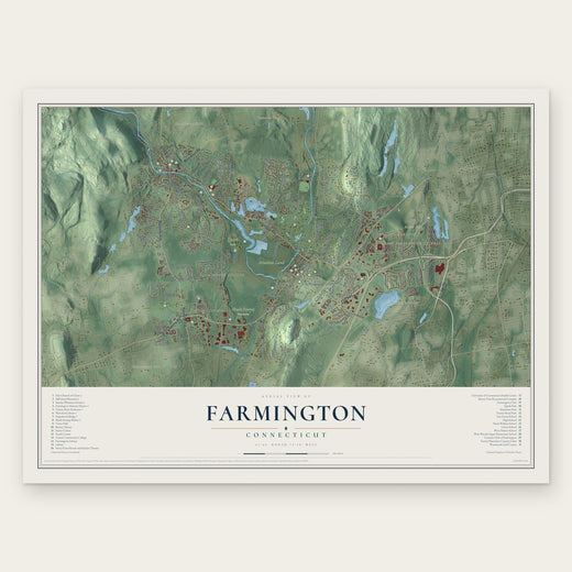 Farmington, Connecticut map print, the full design
