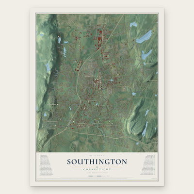 Southington, Connecticut map print, the full design