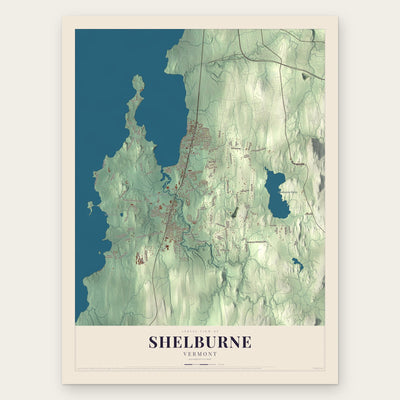 Shelburne, Vermont map print, the full design