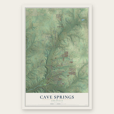 Cave Springs, Arkansas map print, the full design