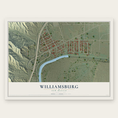 Williamsburg, New Mexico map print, the full design